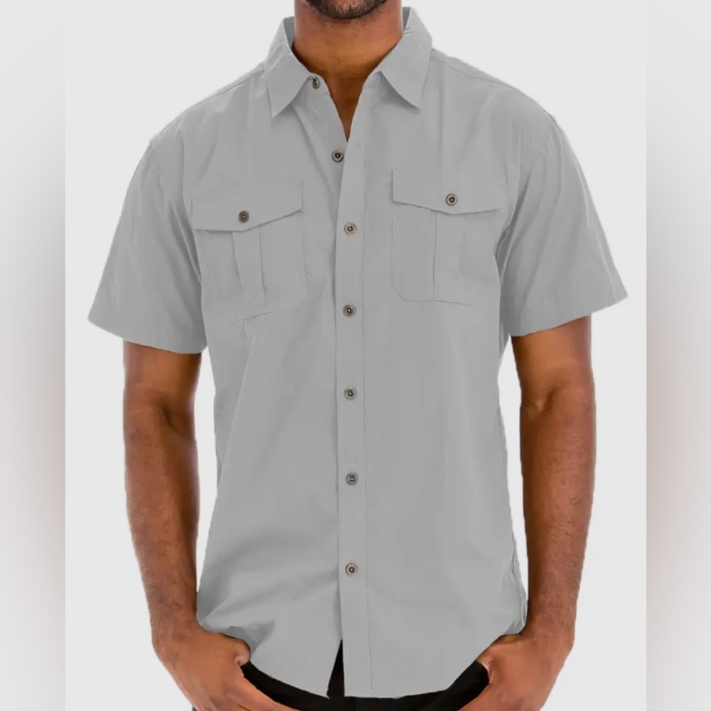 Men's Gray Short Sleeve Shirt